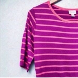LuLaRoe Julia Dress Pink Purple Striped
